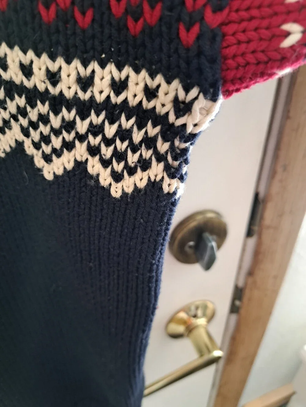 NAUTICA Men's Red, Navy & Cream Fair Isle Crewneck Sweater